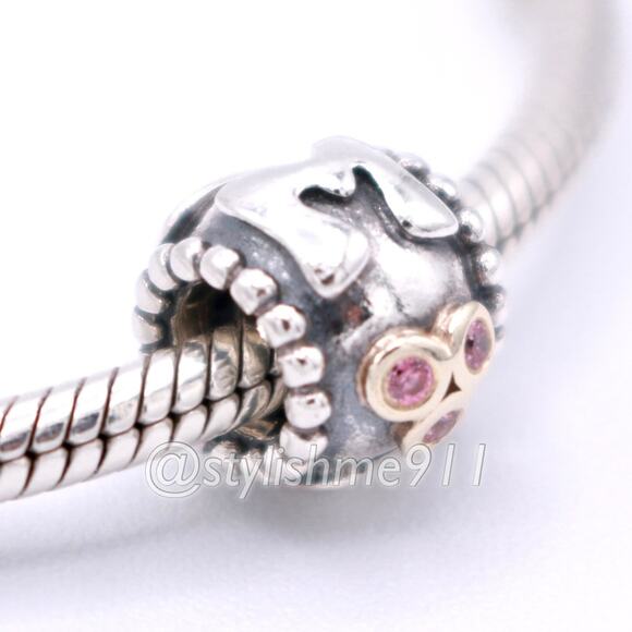 PANDORA Silver Mom Charm with 14K and pink CZ - 790574CZS - Picture 2 of 11